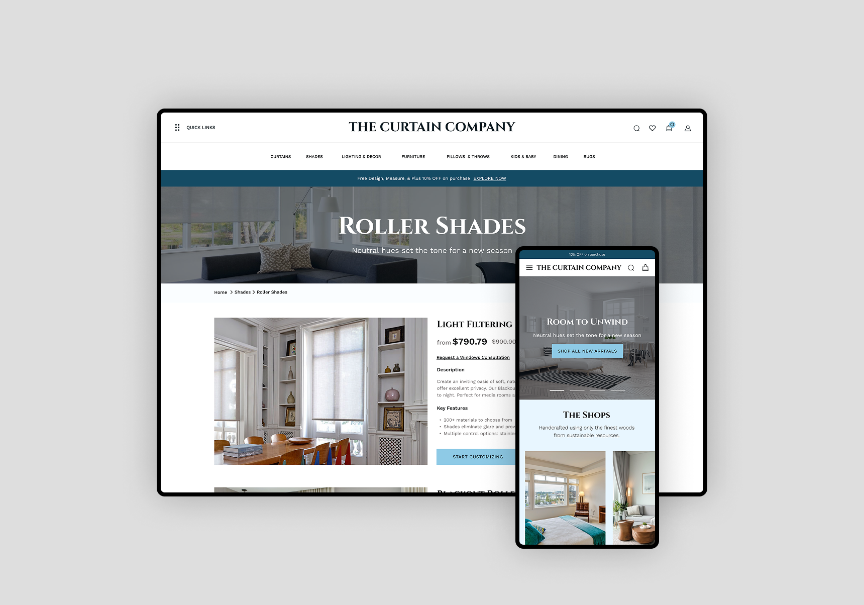 Comprehensive Shopify Store for a Window Treatment and Fabric Brand